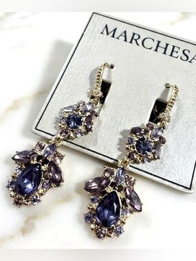 Marchesa Multi-Stone Cluster Double Drop Earrings